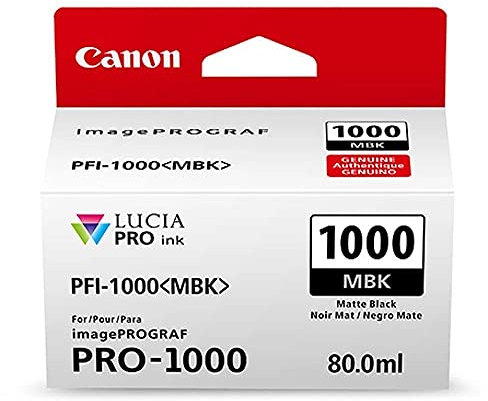 Canon Tintenpatrone PFI-1000 MBK Mattschwarz black 80 ml ORIGINAL für imagePROGRAF PRO-1000