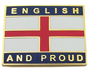 ENGLISH AND PROUD ENGLAND LAPEL BADGE (blue) - Patriotic Pin Badge, St George, UK Seller