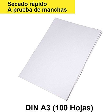 refill24 100 Blatt SUBLIMATIONSPAPIER/Thermo-TRANSFERPAPIER DIN A3 für Shirts, Caps, Tassen, Mousepads. Hervorragende Übertragungsqualität, Farbannahme und Farbsättigung, schnell trocknend, wischfest