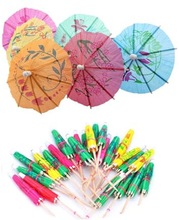 TRIXES 50er Pack bunten Papier Cocktailschirmchen in verschiedenen Farben für Partys und für tropische Getränke - Cocktail Zubehör Dekoration