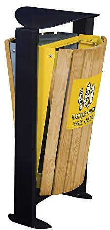 ROSSIGNOL arkea Poubelle 2 x 60l en bois avec pied Disponible en 3 couleurs gris/jaune