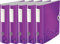 Leitz Qualitäts-Ordner 180° Active Wow, A4, Runder Rücken, 8,2 cm Breite, Kunststoff, Gummibandverschluss (5er Pack, violett metallic)