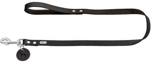 HUNTER Hundeführleine, Leder, schlicht, strapazierfähig, geschmeidig, Handschlaufe, 1.3 x 110 cm, schwarz