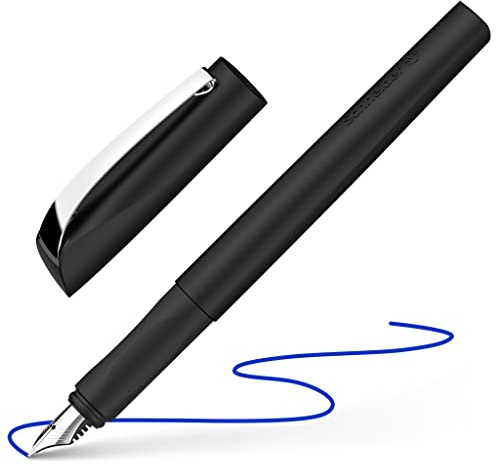 Schneider 168601 Ceod Shiny Füller (Rechts- und Linkshänder, M-Feder, inkl. Tintenpatrone königsblau) spider black