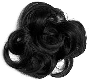 Lullabellz Premium Hair Up Scrunchie Messy Bun, Natural Black, 6-Inch Length