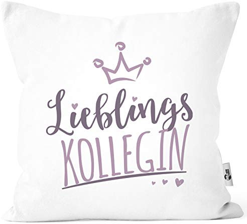 MoonWorks® Kissenbezug Kissenhülle Schriftzug Lieblings Kollegin/Nachbarin mit Kronemotiv Geschenk Lieblingsperson Kollegin weiß Unisize