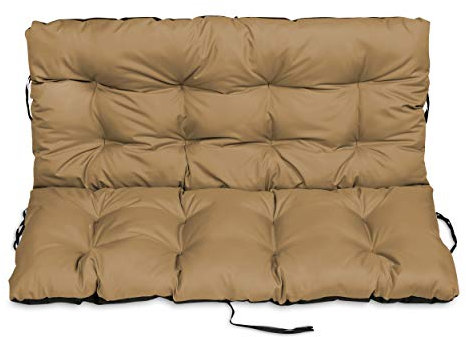 SuperKissen24. Sitzkissen Bankkissen Bankauflage für Gartenbank - 180x50 cm und Rückenlehne 180x60 cm - Outdoor und Indoor - beige