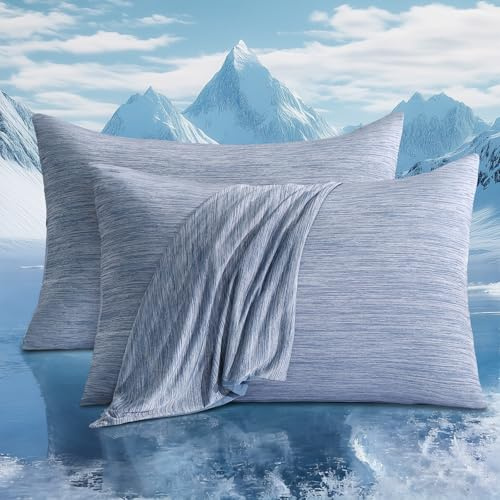 Luxear Confezione da 2 federe rinfrescanti, con fibra di raffreddamento Arc-chill Q-Max 0,5, design double-face, morbido e traspirante, con cerniera nascosta, lavabile in lavatrice, 50 x 75 cm, blu