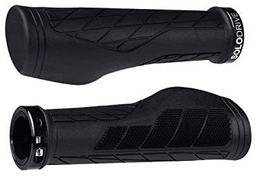 SOLODRIVE Ergonomic Design Mountain Bike Grips, Comfortable Bicycle Handlebar Grips, Single Lock-on and Non-Slip MTB Handle, Fit MTB, E-Bike, Hybrid, Scooter (Black)