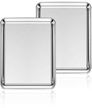 Deedro Edelstahl-Backblech-Set, 2 Stück, Rostfrei, Spiegelnd, 25,4 x 2,5 cm