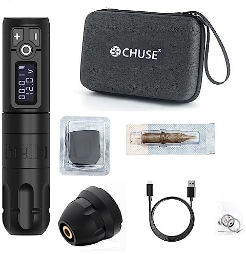 CHUSE Wireless Kit de máquina microblading Pistola giratoria recargable de batería de litio de segunda generación (Máquina Negra)