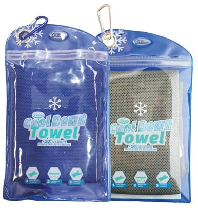 Cool Down Towel – Grün/Blau - Kühltuch 2er Set - Kühlendes Handtuch für Sport, Wandern, Laufen, Tennis, Reisen, Fitness & Yoga - Kühltücher Hals - Handtuch kühlend - Airflip Cooling Towel