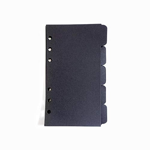 21,6 cm/15,2 cm Kunststoff A5/A6 6-holes Cover rund Ring View Binder Datei Ordner für lose Leaf Tabelle Protectors Binder (Divider Horizontal Black Paper, A6/17cm*10cm/6 Inch)