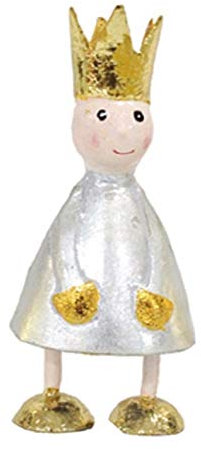 ETC Putzige kleine Dekofigur König zu Stellen mit Silberner oder Goldener Krone, Metall, Handbemalt, ca. 5 x 3 x 10 cm, Weihnachtsschmuck