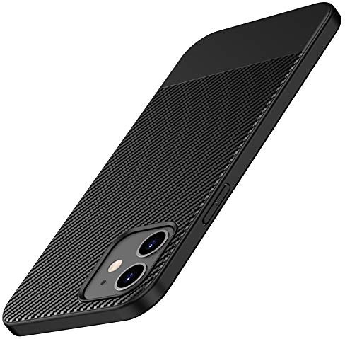 AVANA Hülle für iPhone 12 / iPhone 12 Pro Schutzhülle Flexibles Slim Case Schwarz Bumper Silikon TPU Kratzfest Kohlefaser Cover Carbon Optik