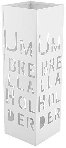 Umbrella Stand White, Hollowed Stainless Iron Umbrella HolderStorage Stand Umbrella Holder Basket, Modern Stylish White Square Umbrella Stand Rack for Hallway Entry Way Corridor Home Hotel