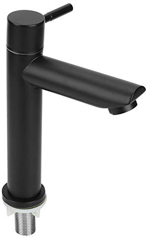 Atyhao Robinet d'eau Froide Simple de Robinet de lavabo en Acier Inoxydable G1/2in pour Toilettes de Salle de Bains robinets de lavabo de Salle de Bains Noirs(#2)