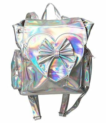 Lost Queen Nyla schillernder Rucksack mit Herzschleife, holografischer Rucksack für Damen