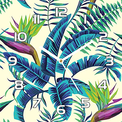 Coloray Glasuhr 30x30 cm Wanduhr Wandkunst Gehärtetem Glas Echtglas Küche Wohnzimmer - Weiße hände - exotisch