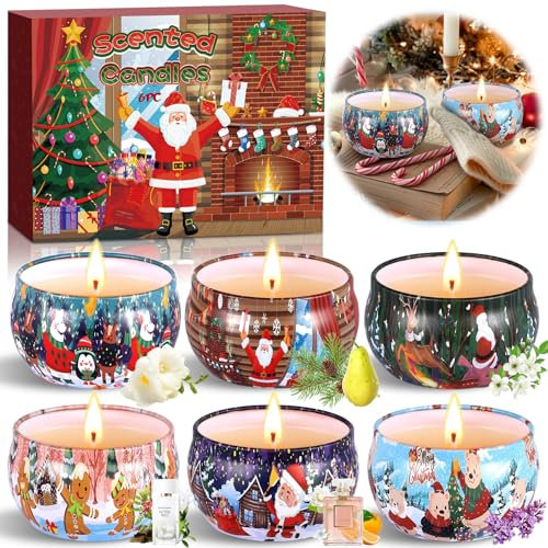MULEVIP Duftkerze 6 Stück Duftkerzen Set,Duftkerzen Geschenkset,Sojawachs Kerzen Set für Damen,Weihnachtskerze Aroma Kerzen,Kerzen Geschenkset für Weihnachten,Geburtstag,Valentinstag,Muttertag,Baden