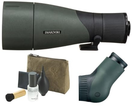 SWAROVSKI Optik ATX Spotting Scope Modular Zoom Eyepiece (Angled Viewing) Bundle with SWAROVSKI Optik ATX, STX, and BTX Arca Swiss Objective Module (95mm, Green) and CSO Cleaning Set Module (3 Items)
