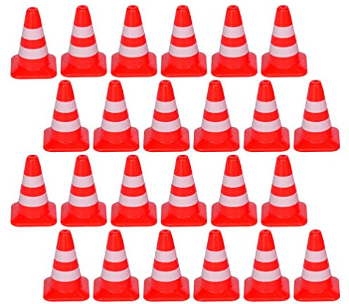 40 Stücke Mini Verkehrskegel Verkehrshütchen Warnkegel Kinder Pylonen Leitkegel Mini Pylonen Spielzeug für Autobahn Straße Modellbau Feengarten Zubehör Micro Landschaft