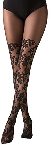 Gi&Gi collant donna 20-40 denari,collant donna particolari con pizzo.calze ritina da donna.N.1084 (L/XL)