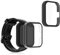 kwmobile Carcasa Compatible con Realme Watch 2 Pro Funda - 2X Protector Pantalla Completo de Cristal Templado - Ultrafino y antigolpes - Negro/Transparente