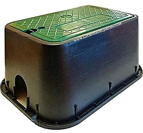 Suinga ARQUETA de RIEGO, negro, 490x350x220 mm. Caja de riego para 3-4 electroválvulas o accesorios. Polietileno de alta resistencia