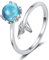 ANNAHEART Silber Ringe für Damen 925 Mondstein Ring für Damen Verstellbar Delfin Funky Rings Verlobungsring Paar Silberring Damen 925 Eheringe Trauringe Memoirering Schmuck (Silber)