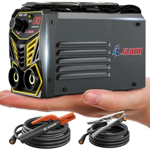 GZ GUOZHI Saldatrice a bastone, piccola mini portatile, 110 V 130 A ARC MMA saldatrice con cavo porta elettrodo da 3 m e morsetto da lavoro da 3 m, display digitale IGBT Inverter Saldatore, saldatore