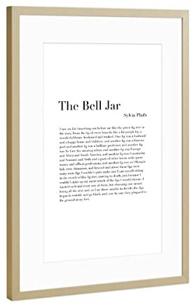 artboxONE Poster mit Rahmen Gold 30x20 cm Die Glasglocke von Sylvia Plath von Cristina Castro Moral