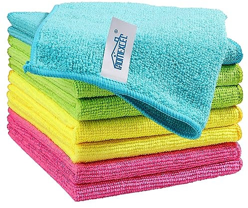 HOMEXCEL Panno di pulizia in microfibra, confezione da 8, asciugamani per la pulizia con 4 colori assortiti, 30 x 30 cm (verde/blu/giallo/rosa)