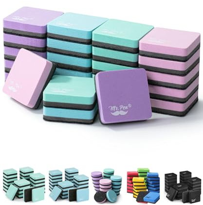 Mr. Pen- Mini Dry Erase Eraser, 24 Pack, Pastel Colors, Magnetic Dry Eraser for Whiteboard