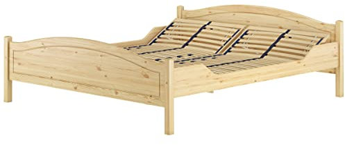 Erst-Holz Klassisches Ehebett in Überlänge 180x220 Kiefer massiv Doppelbett Zubehör wählbar V-60.30-18-220, Ausstattung:Federholzrahmen inkl.