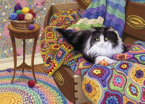 Cobble Hill 1000 Teile Puzzle – Comfy Cat – Musterposter im Lieferumfang enthalten