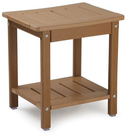 Apolimi Panca da doccia in HDPE, sgabello da doccia con ripiano portaoggetti, sgabello da spa a 2 ripiani, per doccia interna, resistente all'acqua e design antiscivolo (teak taglia S)