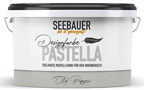 SEEBAUER diy Pastellfarbe PASTELLA Beige 2,5L (Old Papyrus) Edelmatte Wandfarbe Grau Beige - Innenfarbe sehr hohe Deckkraft - Matt, Abwaschbar und Tropffrei