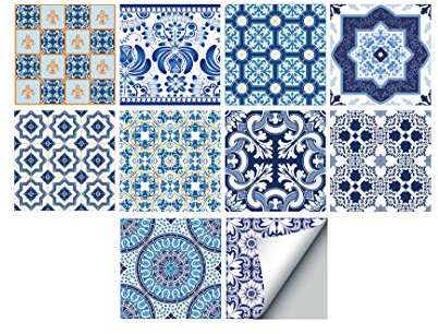 Alwayspon Wandfliesenaufkleber, Abziehen und Aufkleben, selbstklebende PVC-Fliesenaufkleber für Spritzschutz, Küche, Bad, als Heimdekoration, 20 x 20 cm, 30 Stück, Blau