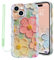 Micoden for iPhone 14 Case Oil Retro Floral Print Curly Wave Silicone Case Aesthetic Fashion Flower Girls Women Phone Case with Strap for iPhone 14 Green