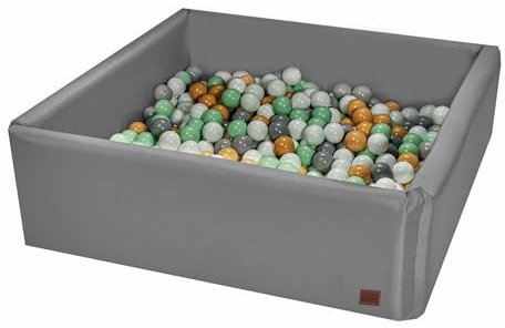 GoldenGroup Piscine a Balle pour Enfant 150x150 cm - Jeux Montessori, Piscine à balles carrée en Velours, Piscin sans Balles - Gris