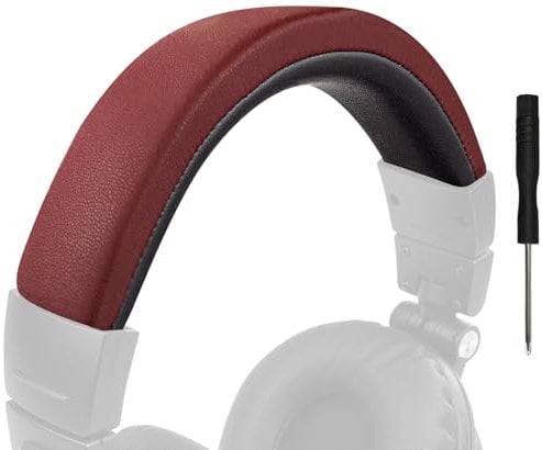 SOULWIT Protein Leather Headband Cover for Audio Technica ATH M50, M50X, M50XWH, M50XBT, M50XBT2, M50S/LE Headphones, Replacement Headstrap Pad Repair Part (Burgundy)