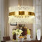 AOOCHOK Modern Kristall Kronleuchter Gold Pendelleuchte, Kristall Lampe Rund Hängeleuchte, Häengelampe für Korridor, Balkon, Veranda, Restaurant, Türöffnung, D40 cm