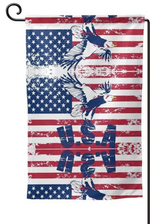 Drapeau national américain avec aigle - Drapeaux de jardin saisonniers double face - 30,5 x 45,7 cm - Petits drapeaux de jardin pour l'extérieur