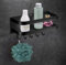 Wangel Duschablage ohne Bohren, Duschregal mit 5 Haken, Selbstklebend Badregal mit Patentierter Kleber, Bad Organizer Wandmontage Regal für Badzimmer und Küche schwar