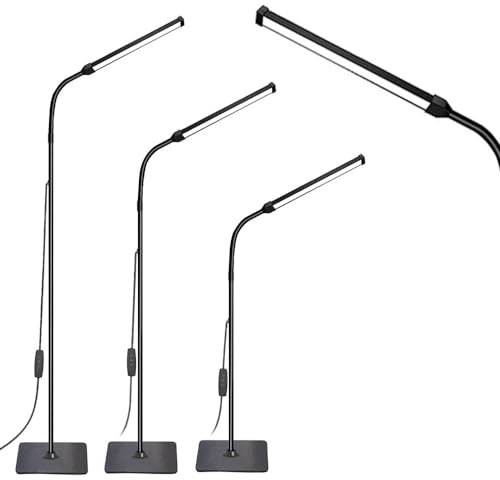 LED Floor Lamp Bright Floor Light, Dimmable Black Reading Floor Lamp, Adjustable Floorlamp,3 Color Temperatures LED Light Standing Lamps for Living Room Bedroom Office