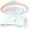 oxylops Ventilador de techo iluminable, ventilador de techo de 5 aspas, LED 40W, motor 12wDC, luz amarilla cálida/neutra/blanca, 6 velocidades, adecuado para dormitorio, salón, estudio y cocina.