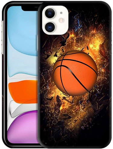 GlamCase for iPhone 11, iPhone 11 Case - Basketball On Fire Design Printed Slim Fit Cute Plastic Hard Snap on Protective Designer Back Phone Case/Cover for iPhone 11 Multicolor
