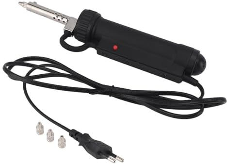 30 W Elektrischer Entlötkolben-Lötsauger, Tragbare Entlötpistole, Entlötpumpe mit 3 Stück Lötsaugspitzen, Hand-Lötentfernungswerkzeug für Reparaturschweißen (Schwarzer EU-Stecker