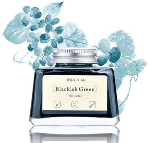 Asvine Hongdian Fountain Pen Bottled Ink Blackish Green, 60ml Fountain Pen Bottled Ink, Non Carbon